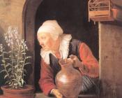 Old Woman with Jug at a Window - 格里特·道